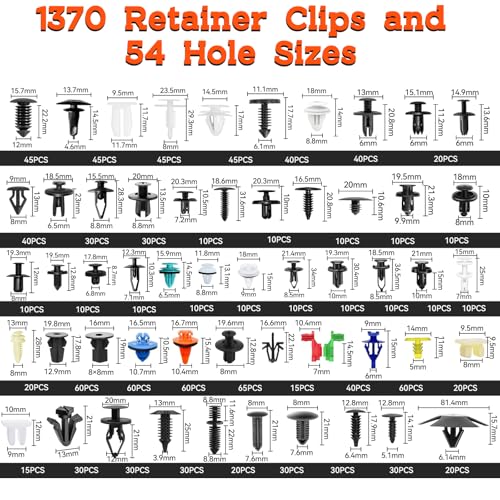 Image of 1501Pcs Car Retainer Clips & Plastic Fasteners Kit - 54 Sizes Auto Push Pin Rivets Set with Removal Tool, 10 Cable Ties, Sponge Cushions. 3-Layer Storage Box for Toyota Ford Honda (1501Pcs)