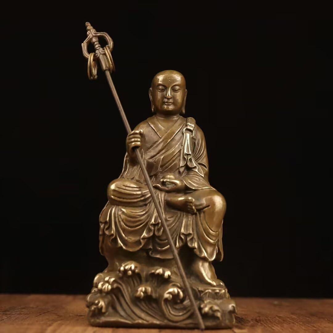 Dytartzx Pure copper Tizang King Bodhisattva statue home decoration meditation Zen Buddha