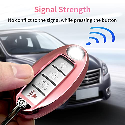 Creativity Suitable For Nissan Infiniti Keys. The Advanced Tpu Key Box Is Compatible With Maxima Qashqai Pathfinder Sylphy Qx60 Murano Fx50 Sunny 3/4 / 5 Buttons Key (Pink Key Case + Key Chain Set) #TOP4