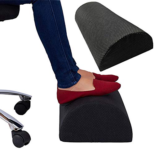 Desk Foot Rest, Under Desk High Rebound Ergonomic Foam Non-Slip Half-Cylinder Footstool Footrest Ottoman for Home Office Desk Airplane Travel - Black