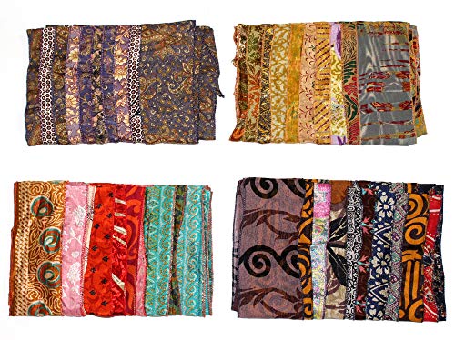 Mango Gifts Women's Lot of 5 Sari Fabric Handmade Mix Color Scarves, Scarfs, Neckwraps, Women Boho Fashion Accessories, Assortment