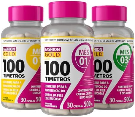 KIT 100 Timetros Suplemento Alimentar Fashion Gold 100 Timetros c...
