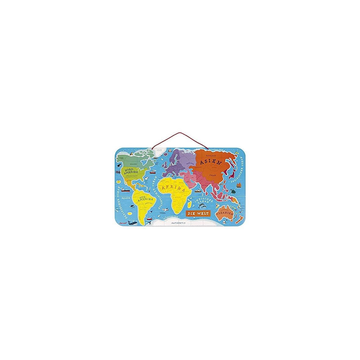 Janod-Puzzle-magnetico-del-Mundo-de-Madera-92-Piezas