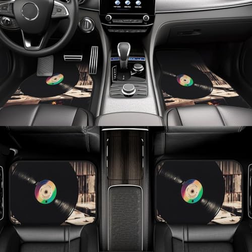 Alfombrillas para coche en discos de vinilo juego antideslizante para viajes en familia