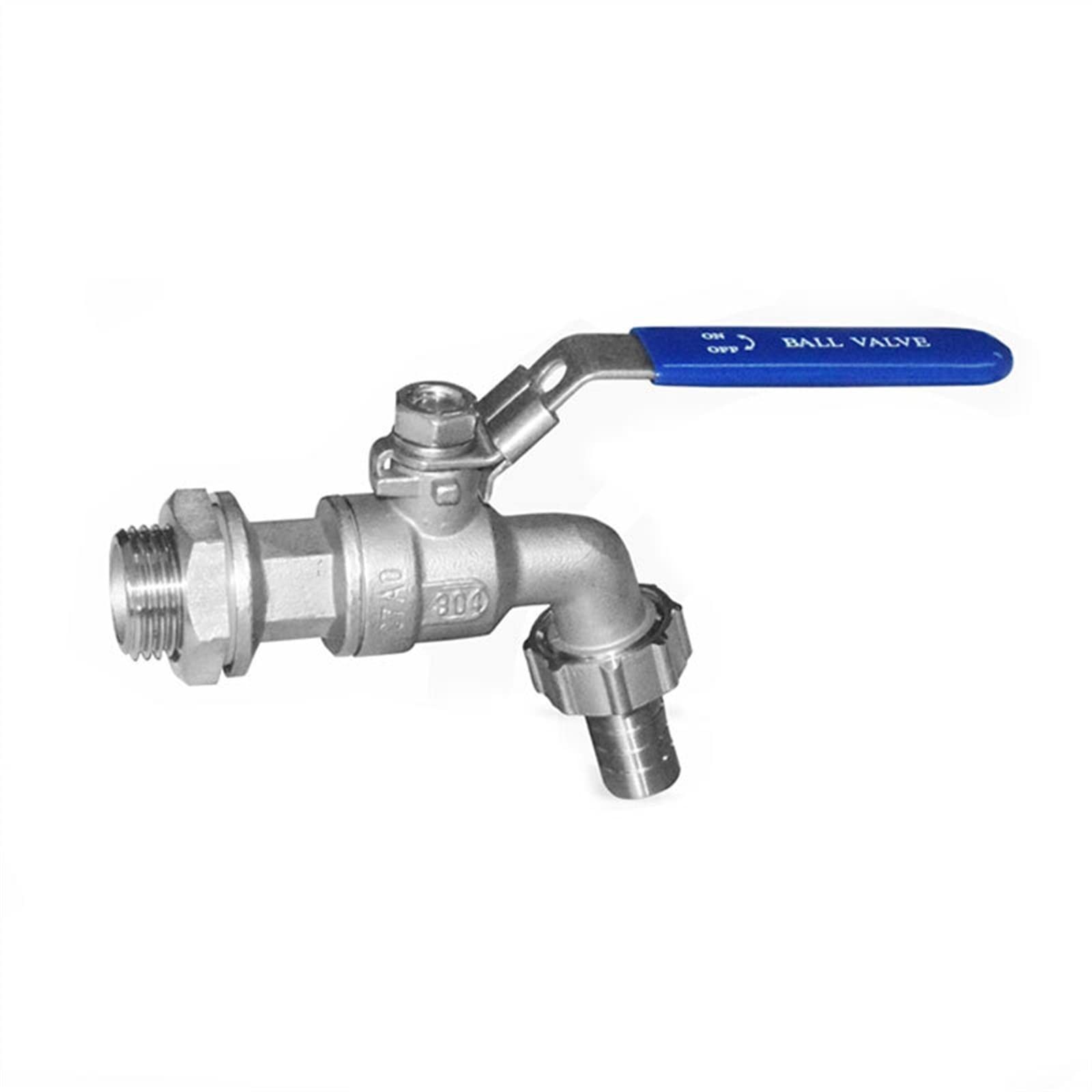 Valve Stainless Steel Ball Valve - 1/2 Inch Weldless Bulkhead Bibcock for Building Home Brew Kettle/Mash Tun