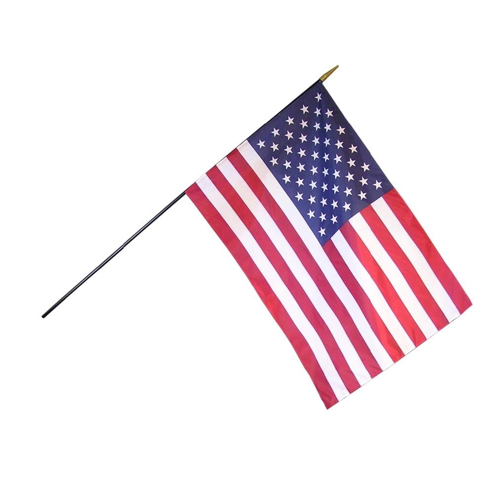 USA - 16 in x 24 in Classroom Stick Flag (Black Wooden Staff)