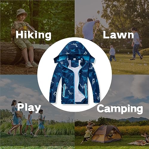 Image of Boys Rain Jacket with Detachable Hood Lightweight Raincoats for Kids