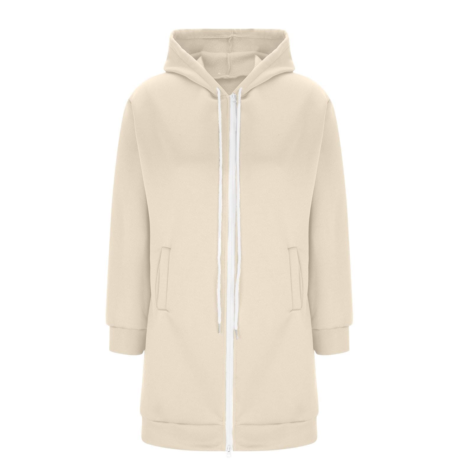 Generisch Felpa lunga con cappuccio da donna taglie forti, maglione casual con tasche con coulisse per l'uso quotidiano in autunno e inverno
