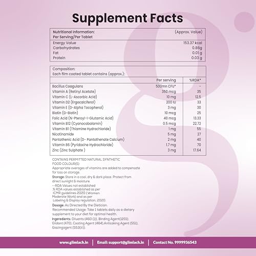 Image of GLIMLACH Multivitamins For Teenagers, 50 Multivitamin Tablets, with Zinc, Vitamin C, Vitamin D3, Multiminerals and Enhances Energy, Stamina & Immunity