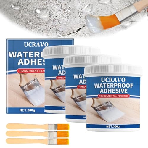 Image of UCRAVO Crack Seal Glue 300gm with Brush Transparent Waterproof Sealant Resin Epoxy for Roof Leakage Crack Seal Agent Roof Water Leakage Solution Water Proof Glue for Waterproofing