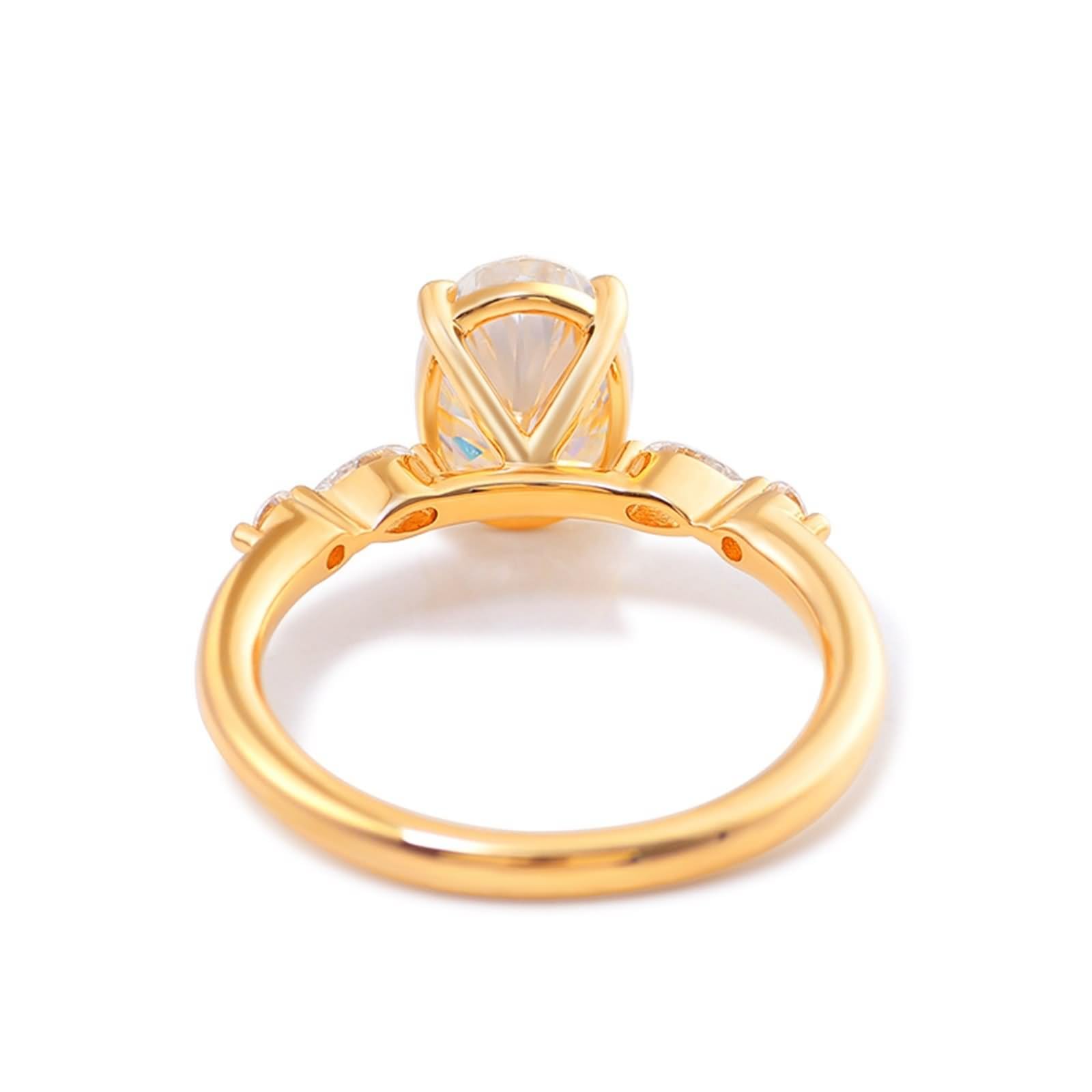 Anillo vintage para mujer, delicado con 4 garras, moissanita ovalada de oro amarillo, regalo de aniversario de boda