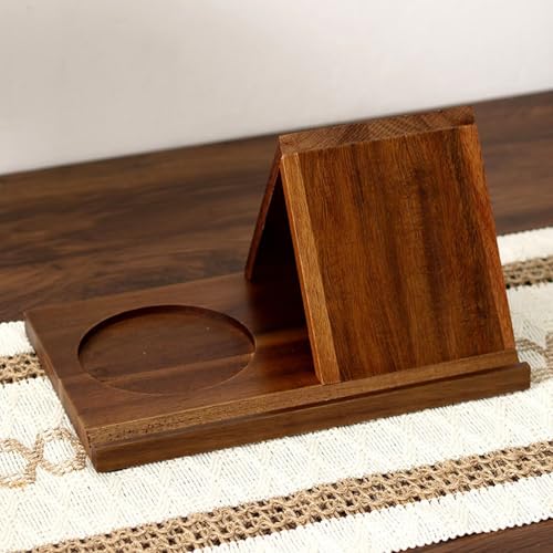 Soporte de lectura de madera triangular multifuncional estante planificador 6