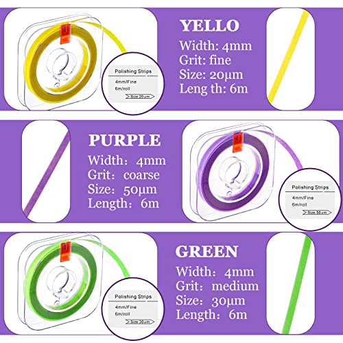 amylove dental polishing strips tooth file 3 rolls 4mm x 600mm dental polisher teeth sanding grinding deep teeth cleaning tool tooth polish abrasive strip oral carecoarse fine mediummulti color