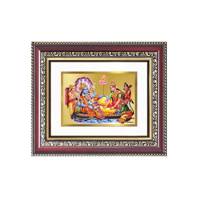 Image of DIVINITI Lakshmi Vishnu Ananta 24K Gold Plated Foil Wall and Tabletop Photo Frame for Home Decor, Puja Room, Luxury Gifting | DG Frame 105 S1 (16x13.5 CM)