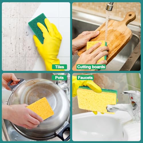 Image of Sponges Kitchen,Non-Scratch Dish Sponge,Biodegradable Sponges for Dishes,The Most Suitable for Cleaning Kitchen Tableware and pots - 24 Pack