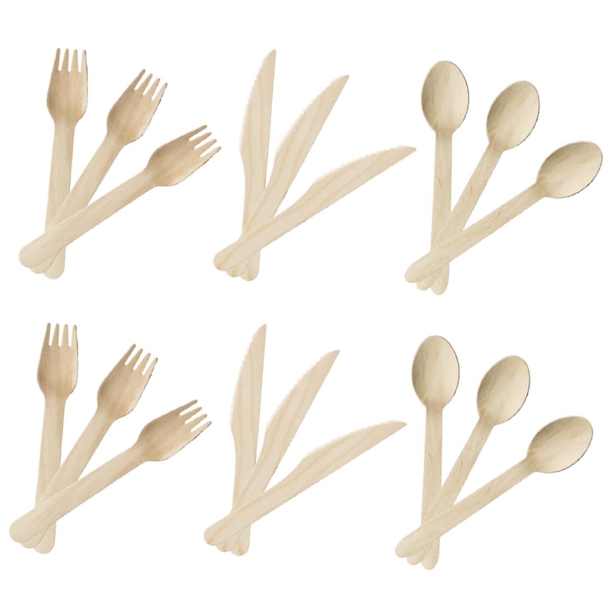 HOLIDYOYO 18pcs Wooden Cutlery Set Disposable Forks Spoons and Knives for Parties Picnics and Events Party Supplies for Convenient Use