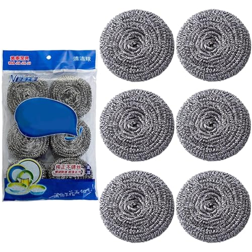 Esponja de acero | Utensilio de limpieza para vajilla - 6 piezas esponja ergonómica de acero inoxidable para ollas, sartenes, vajilla, cocina, fregadero, hogar, baño, camping al aire libre