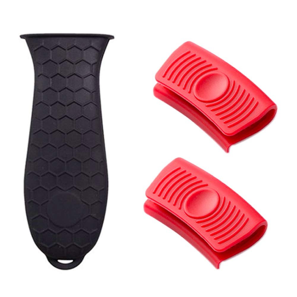 SpespoSilicone Pot Holder, Pan Handle Cover for Cast Iron Skillets Frying Pan & Griddle pan ,3 Pack