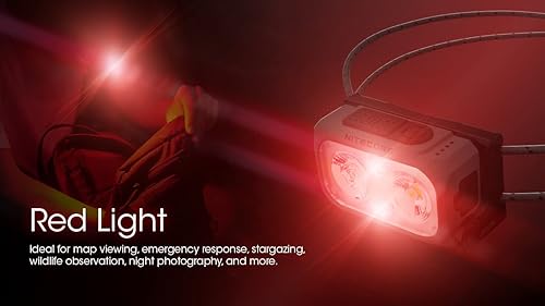 Miniatura 6 de Nitecore NU21 - Linterna frontal para correr, 360 lúmenes ultraligero USB recargable con LED blancos y rojos y una calcomanía (blanco)