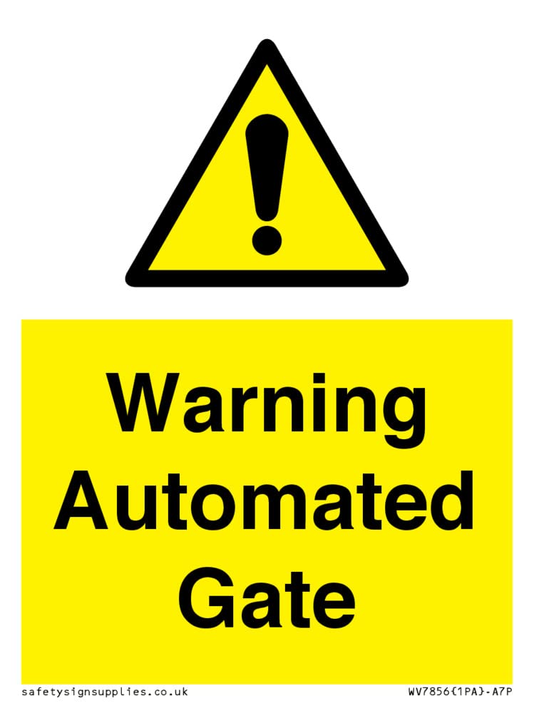 Warning Automated Gate Sign - 75x100mm - A7P