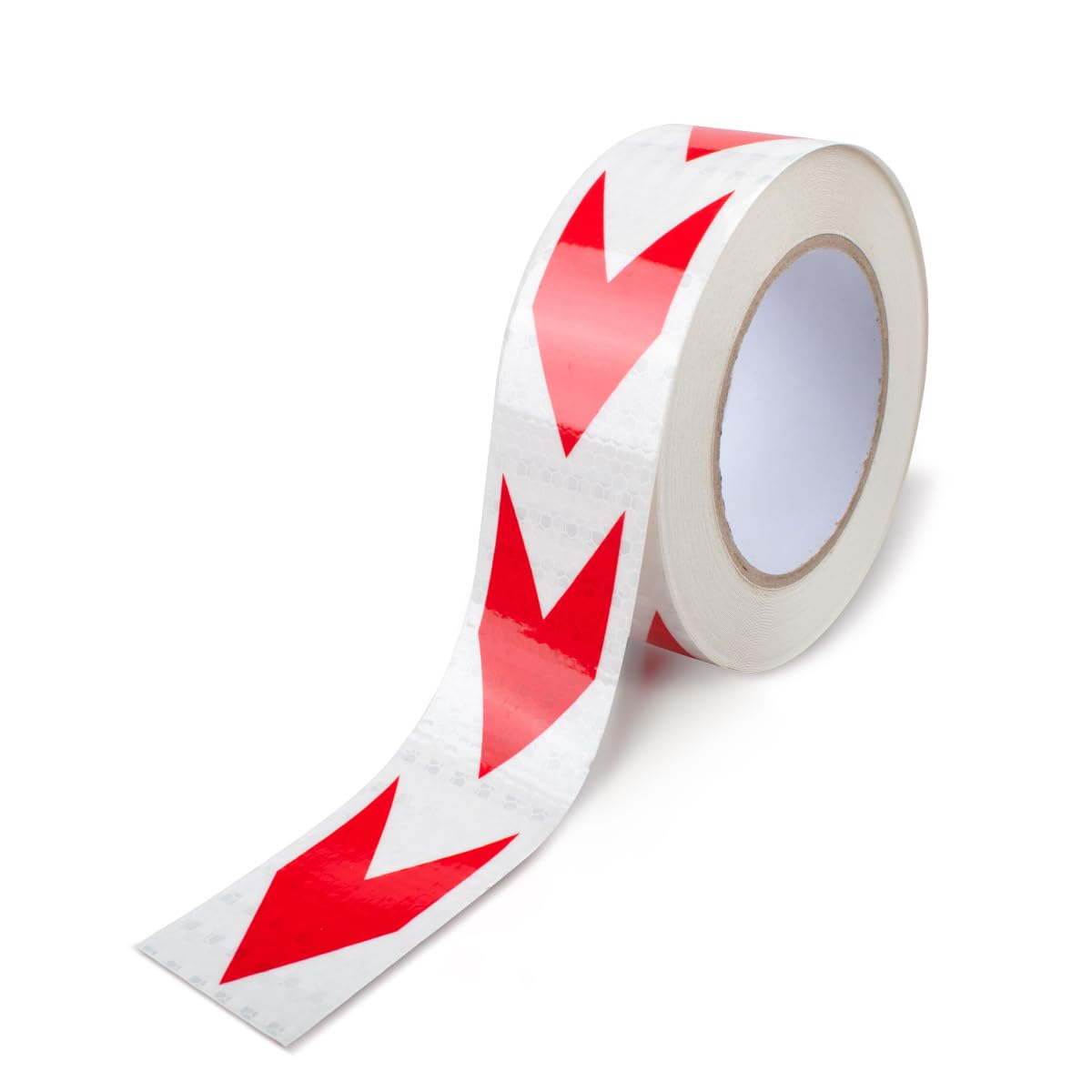 Innfeeltech 1 Pcs Reflective Arrowhead Warning Tape, 50mm*25m, Night Reflection Arrow Marked adhesive Tape, White and Red