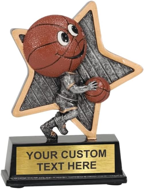 Lil’ Pals Kids Basketball Trophy Award, 5” Tall, Resin Composite, Custom Personalized Plate Included.