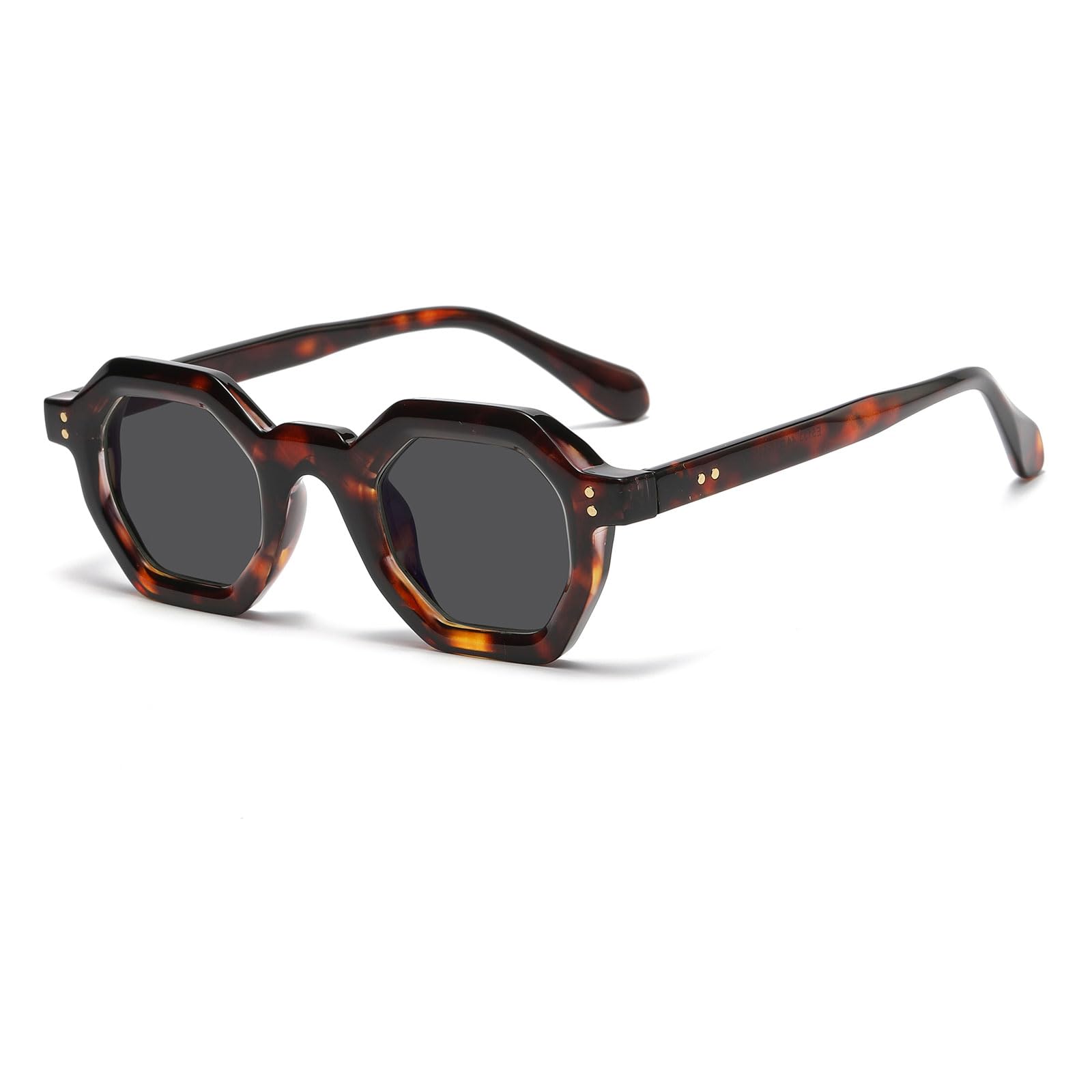 LJCZKA Retro Octagon Sunglasses for Women Men Trendy Unisex Vintage Polygon Shades Small Square Sun Glasses