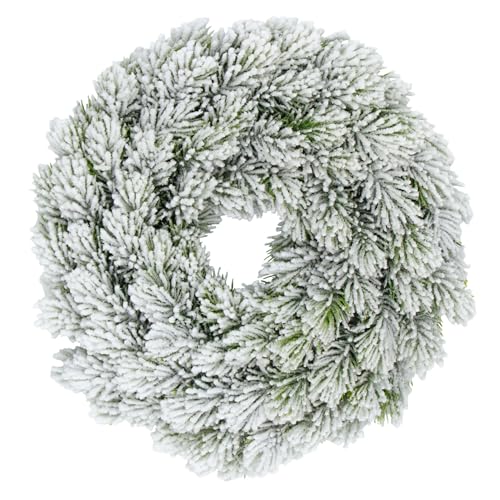 Künstlicher Tannenkranz halbgebunden mit Kunstschnee - 30 cm -...