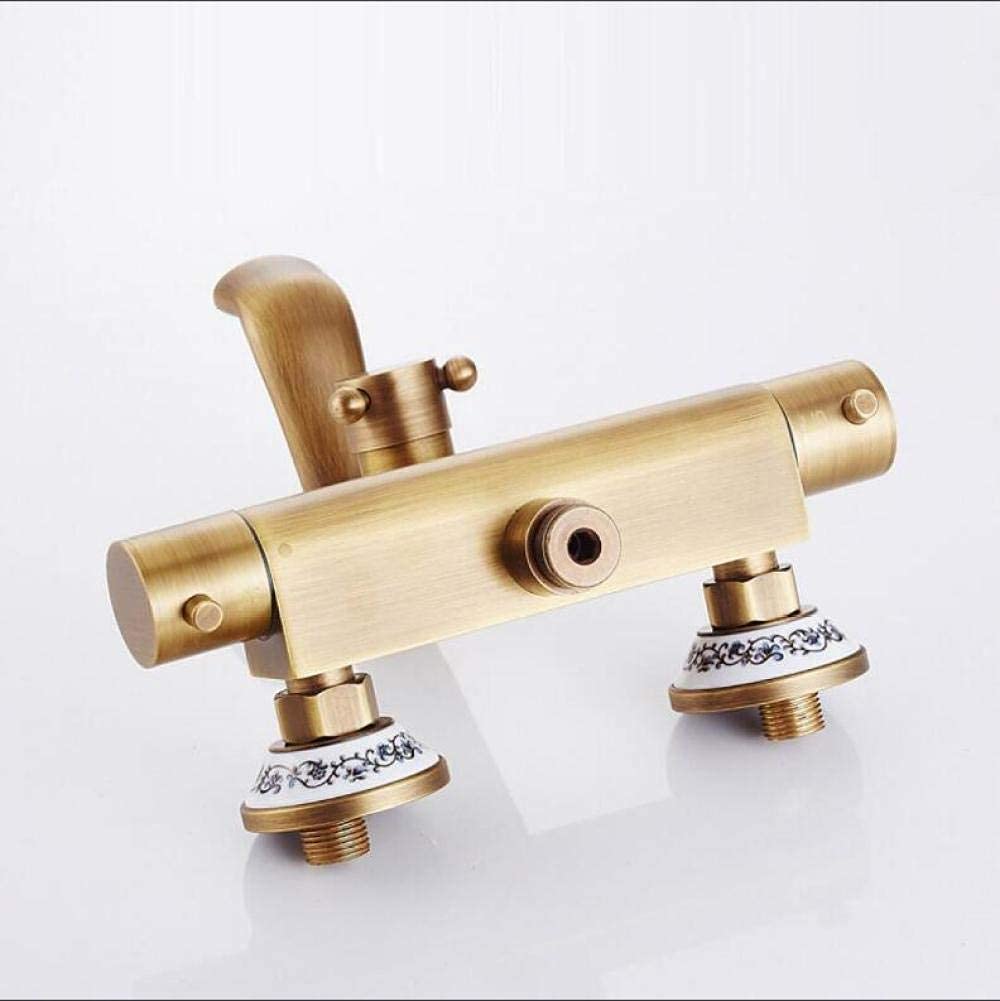 Juego de grifo de ducha bronce antiguo con grifo de ducha de lluvia con grifo de pared de doble mango