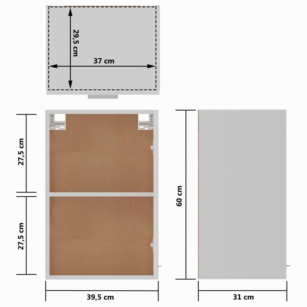 vidaXL Mobile Pensile “Lyon” Bianco 39,5x31x60 cm
