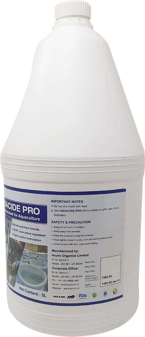 Acuro Aquacide Pro:Stong Disinfectant for Aquaculture Ponds, Suitable for Fish and Shrimps Farming (5 LTR) (B0BTTJNN1K) Amazon Price History, Amazon Price Tracker