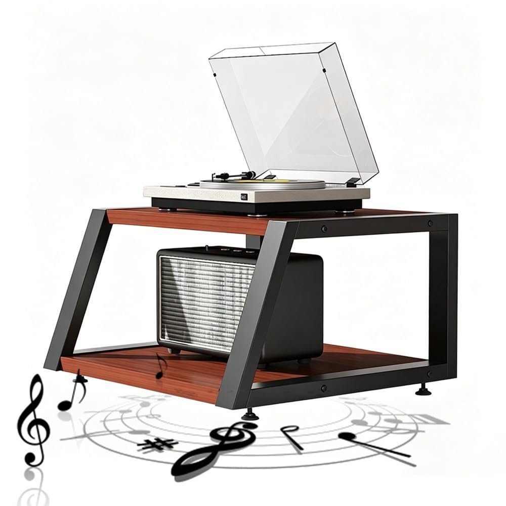 KLerDH Media Racks, Corner Shelf For Record Player(Teak,2 Tier)