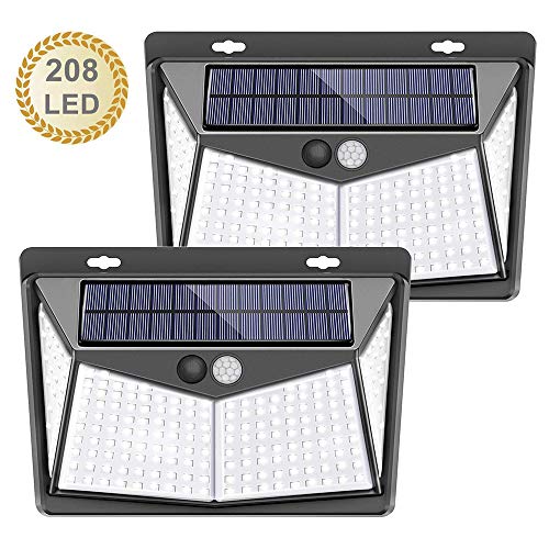 Festnight 208LED Luz Solar Lâmpada de parede PIR Motion Sensor Light IP65 resistente à água Iluminaç