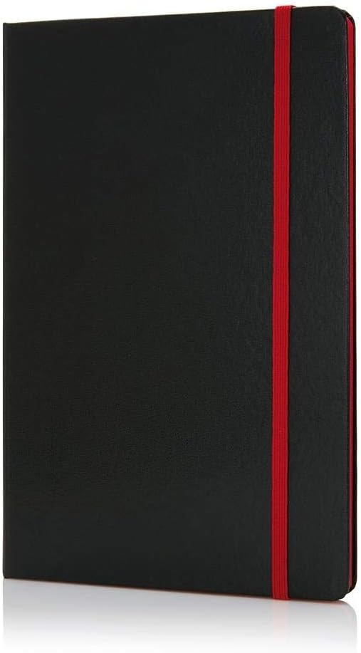 Santhome Classic Notebooks | A5, Hardcover, Ruled/Linked Notebooks, Writing Pads, Dairies - 192 Pages (Black/Red)