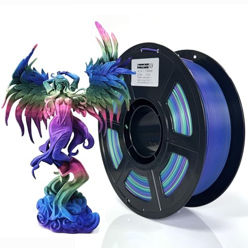 Image of PLA 3D Printer Filament 1.75mm, Rainbow,Green Blue Purple,Pink,Multi Color,Net Weight 1kg(2.2lbs)