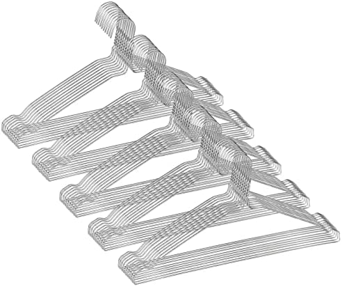 SPECILITE Wire Hangers 50 Pack, Metal Wire Clothes Hanger Bulk for Coats, Space Saving Metal Hangers Non Slip 16.7 Inch Ultra Thin, for Standard Size Suits, Shirts, Pants, Skirts