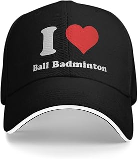 I Love Ball Badminton Adjustable Sandwich Baseball Cap, Black for Adult