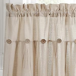 Lush Decor Linen Button Farmhouse Kitchen Tier Curtain Set, Pair, 29" W x 24" L, Dark Linen Lush Decor Linen Button Farmhouse Kitchen Tier Curtain Set Pair 29 W x 24 L Dark Linen
