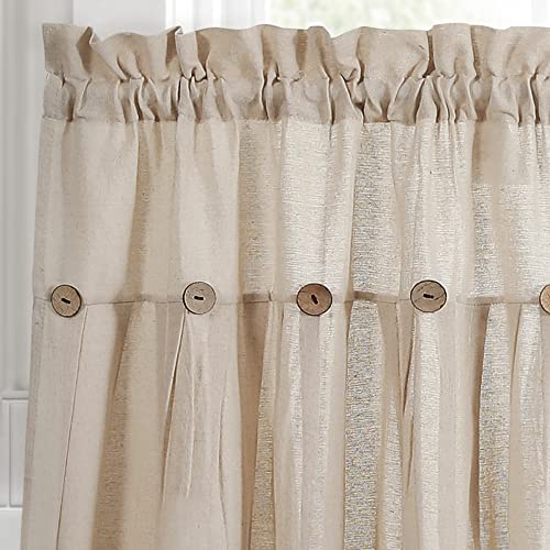 Lush Decor Linen Button Farmhouse Kitchen Tier Set, Pair, 29" W x 24" L, Dark Linen - Cafe Curtains - Kitchen Curtains - Farmhouse for Windows by Lush Decor - Image 2