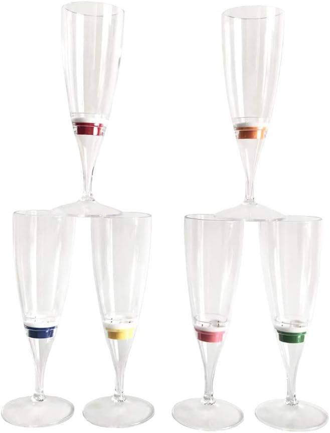 6 Pack LED Wine Champagne flute's Light Up Glasses LED Liquid Activated