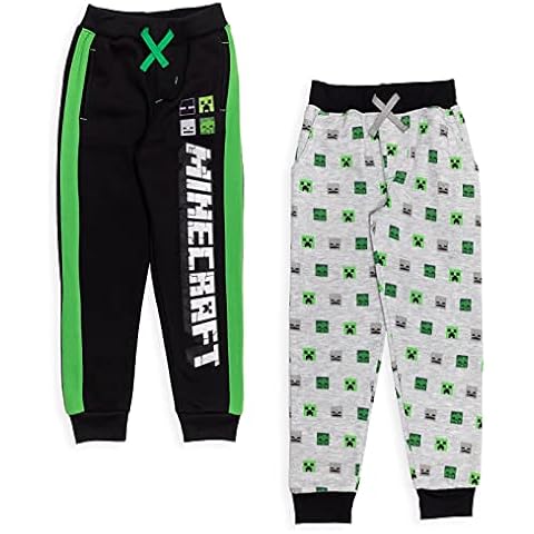 Minecraft Mobs Big Boys Fleece 2 Pack Jogger Pants Black/Green/Grey 10-12 Cover
