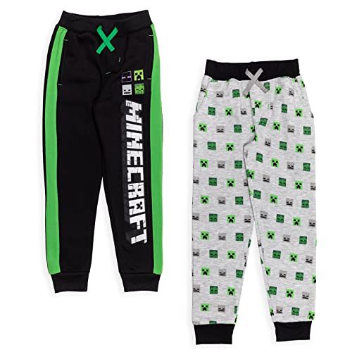 Pantalon de jogging Minecraft chaud en polaire grise et noire pour garçon et fille