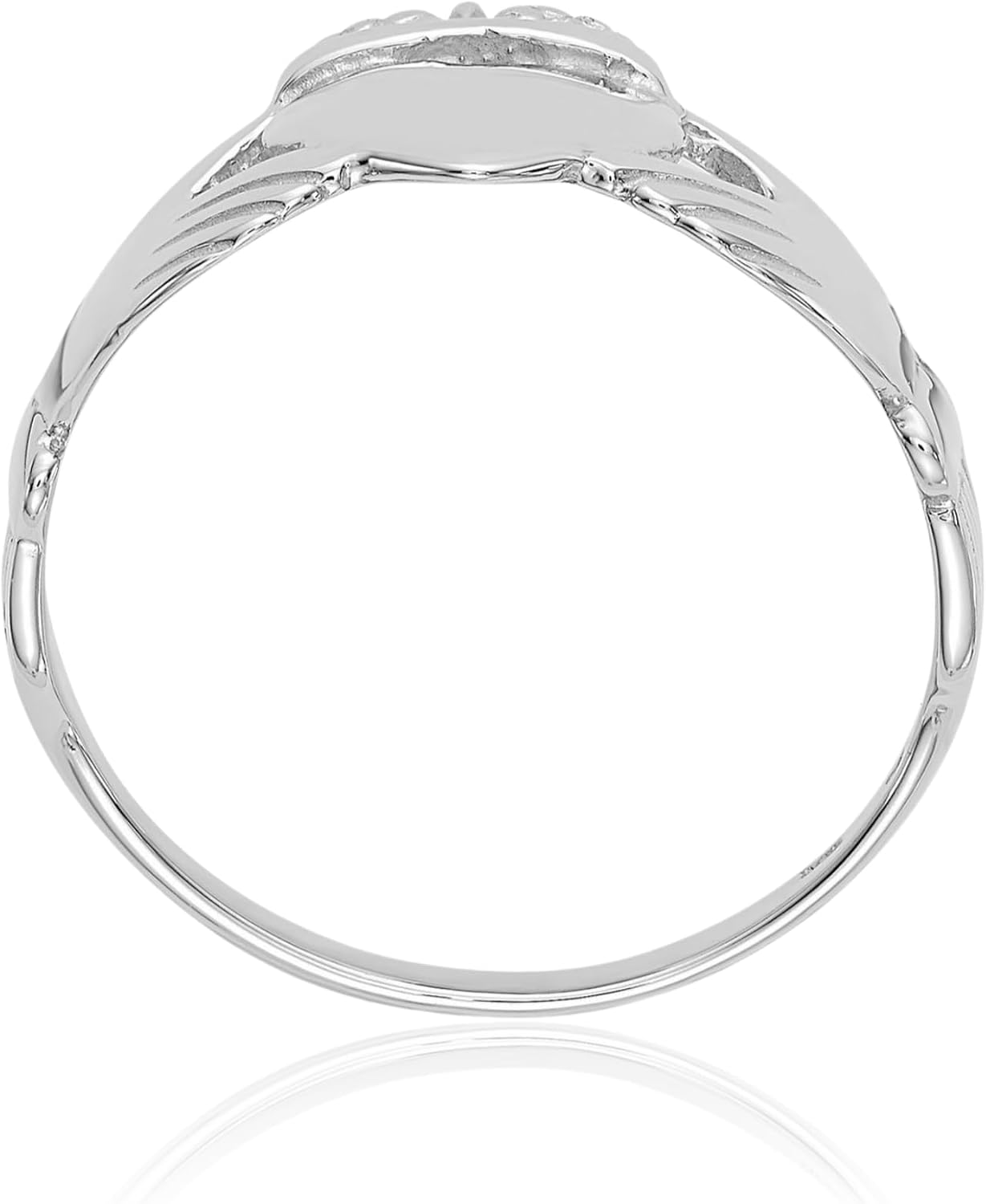 IceCarats 10K Solid White Gold Wide Heart Celtic Claddagh Statement Fashion Ring 7mm Band Polished, Textured