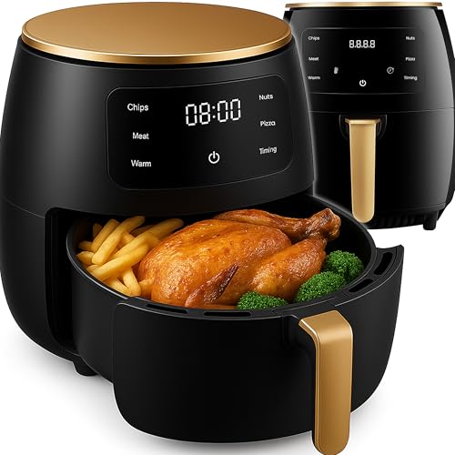 Retoo Friteuse à air chaud 6 l, 2400 W, écran tactile LED, noir