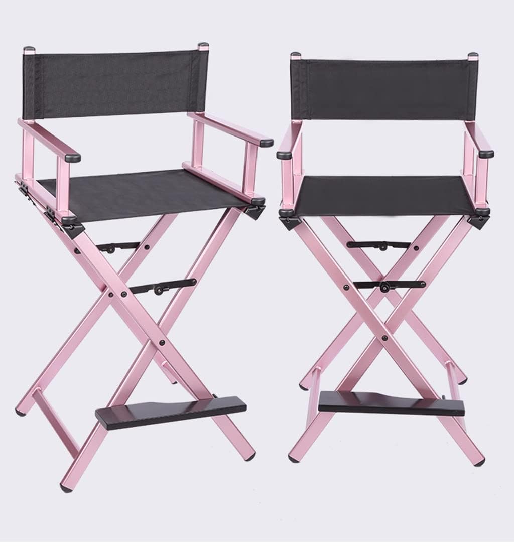 Sedia da trucco pieghevole e portatile, sgabello professionale in alluminio per artisti, leggera, per viaggi e campeggio, elegante rosa