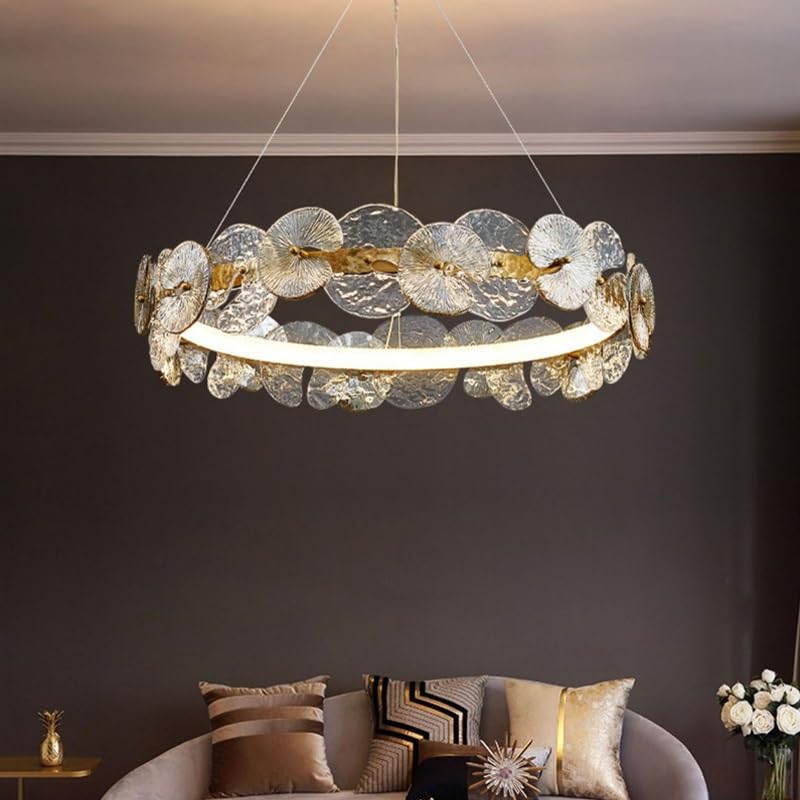 Lustre suspension LED moderne de salon design fleur en verre D40cm