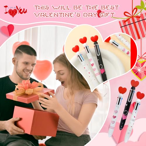 Bolígrafos con forma de corazón multicolor de 6 colores en 1 con tarjetas para regalar a granel 7
