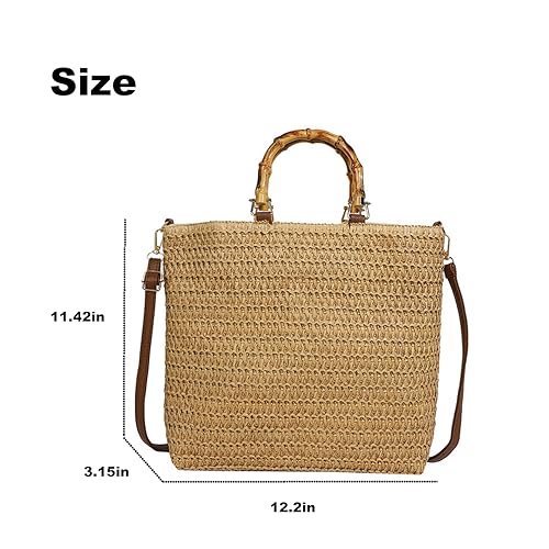 Bolso grande de playa de paja para mujer miniatura 5