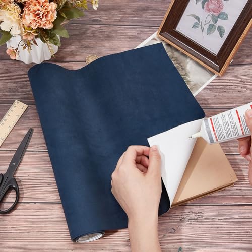 craspire 51 x 11.8 Zoll Wildleder Buchtuch Zum Einbinden Stoffoberfläche Buchumschlag Bücher Album Marineblau Scrapbooking Archivierung DIY Bezug Schutz Buchtuch Buchbinderbedarf
