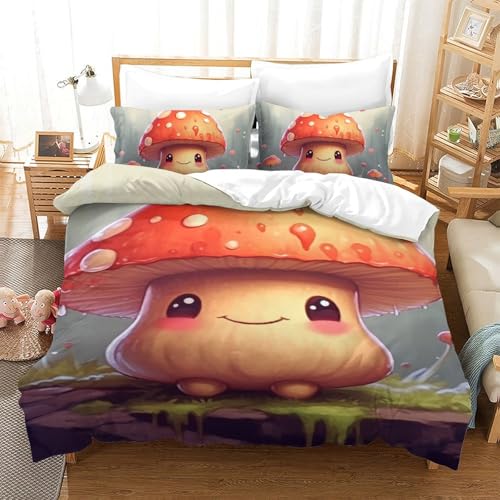 Housse de couette champignons parure lit 3D microfibre de qualité - 2